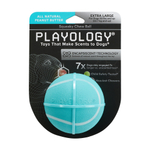 Playology жевательный мяч SQUEAKY CHEW BALL 8 см для собак средних и крупных пород с пищалкой и с ароматом арахиса, цвет голубой