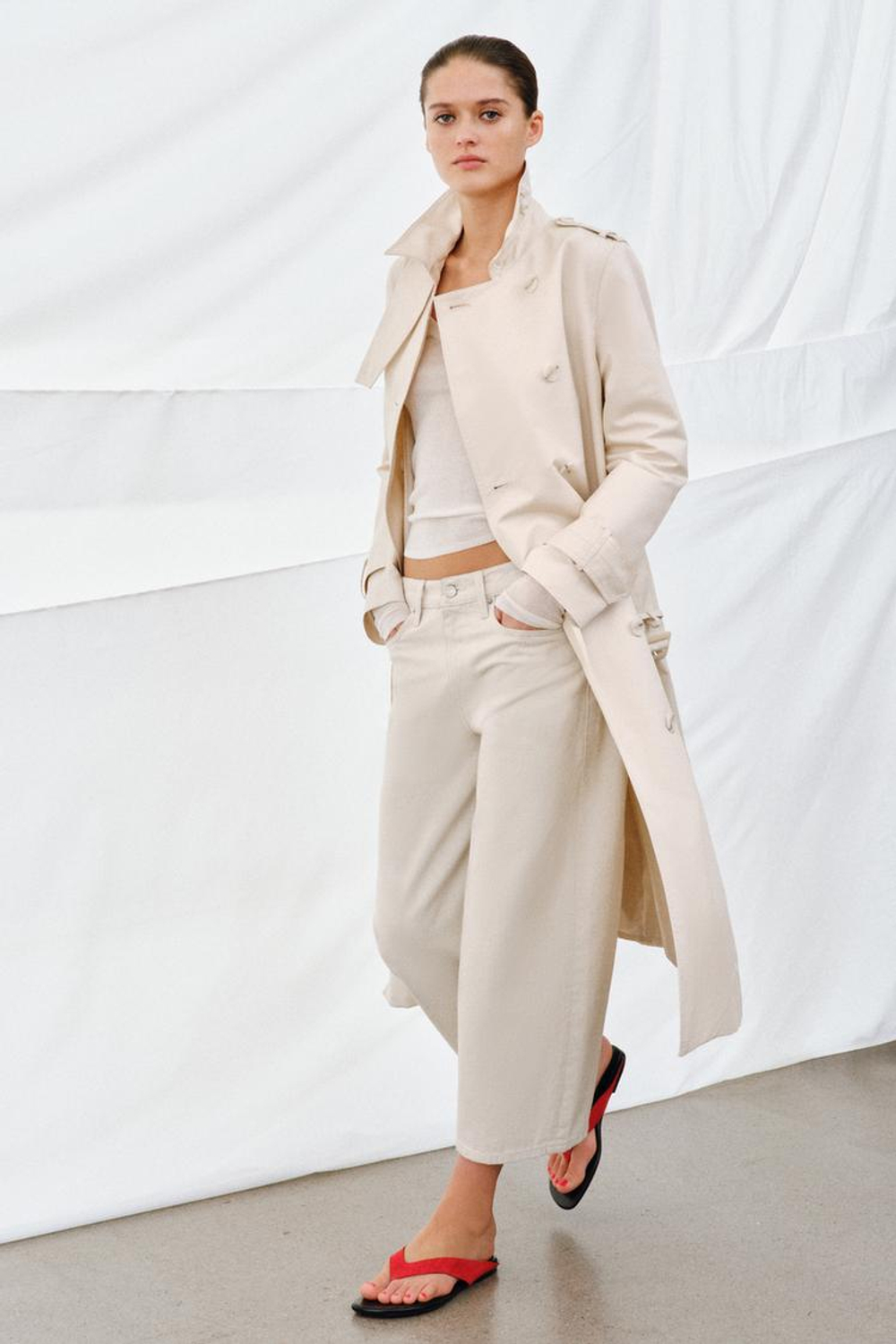 ZARA ДЖИНСЫ ZW COLLECTION CULOTTE СО СРЕДНЕЙ ПОСАДКОЙ, КАМЕННО-СЕРЫЙ