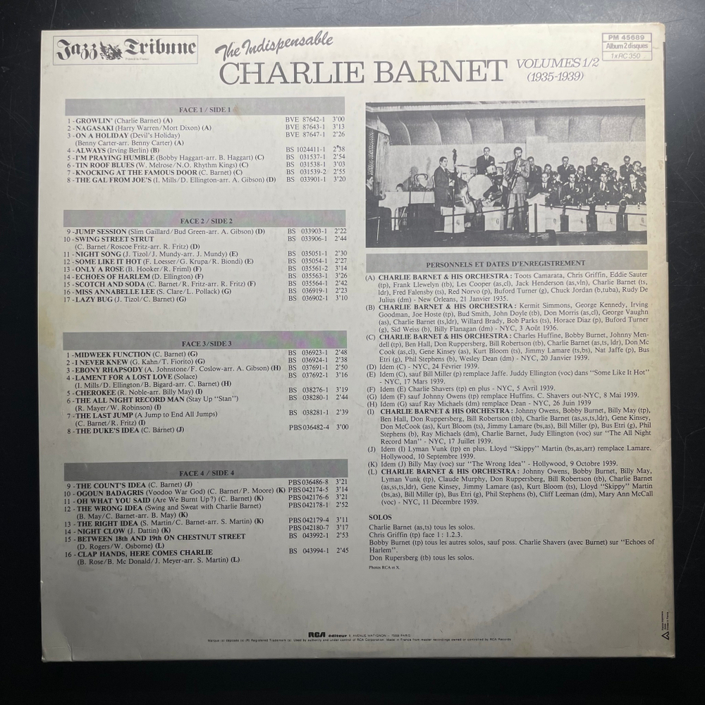 Charlie Barnet ‎– The Indispensable Charlie Barnet Volumes 1/2 (1935-1939) 2LP (Франция 1983г.)