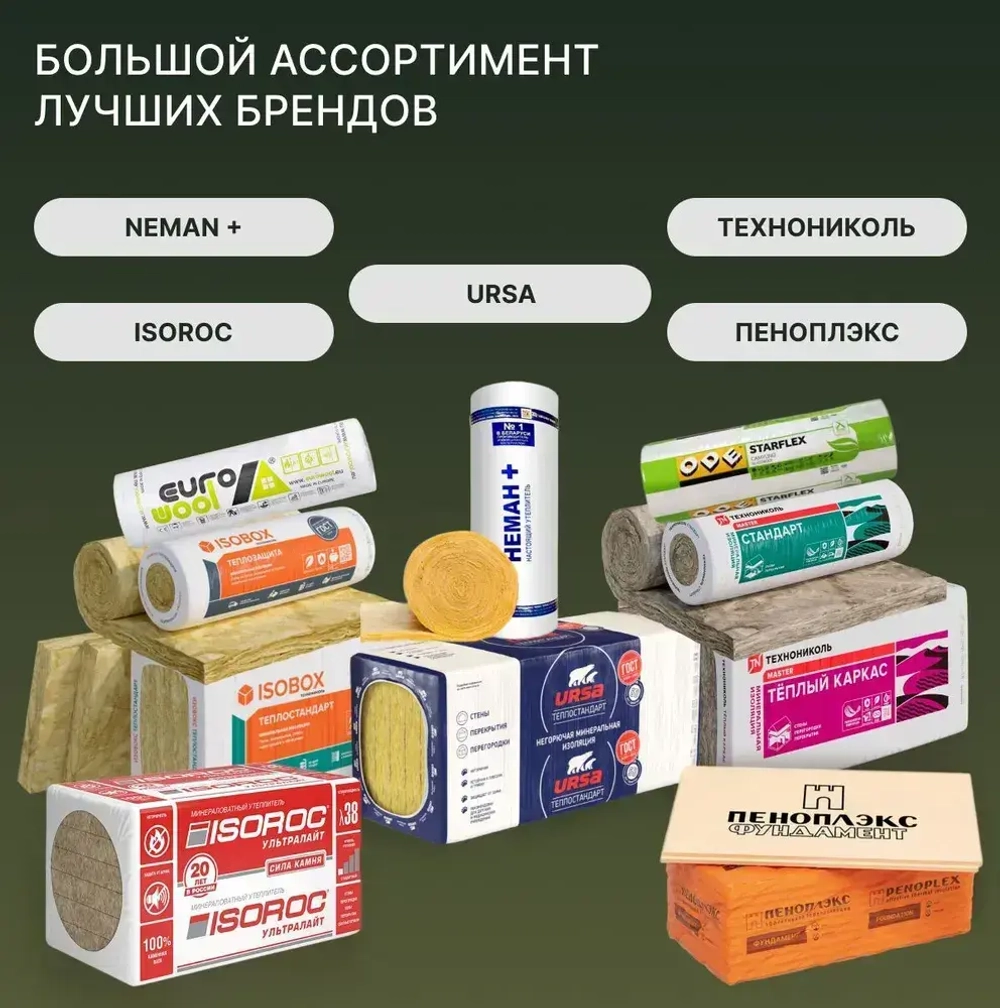 Утеплитель 50 мм 59.7 м2, 3 рулона, Минеральная вата Knauf Тисма, минеральная вата, для перегородок, стен, скатной кровли