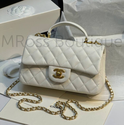 Сумка Chanel Flap mini белая на цепочке