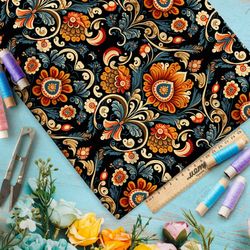 Ткань бифлекс  викторианский цветочный орнамент