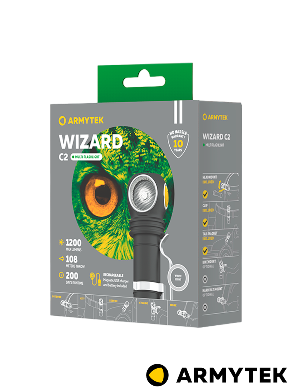 Фонарь Armytek Wizard C2 Magnet USB. Белый свет