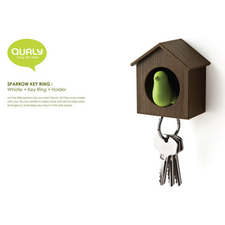 Держатель+брелок для ключей Sparrow белый-черный Qualy