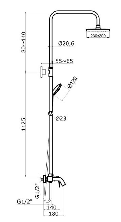 Душевая стойка Azario Treya AZ-15680531 хром