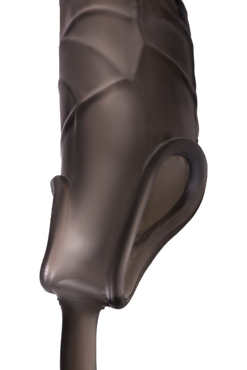 Дымчатая закрытая насадка с подхватом и анальным стимулятором (Цвет: дымчатый)