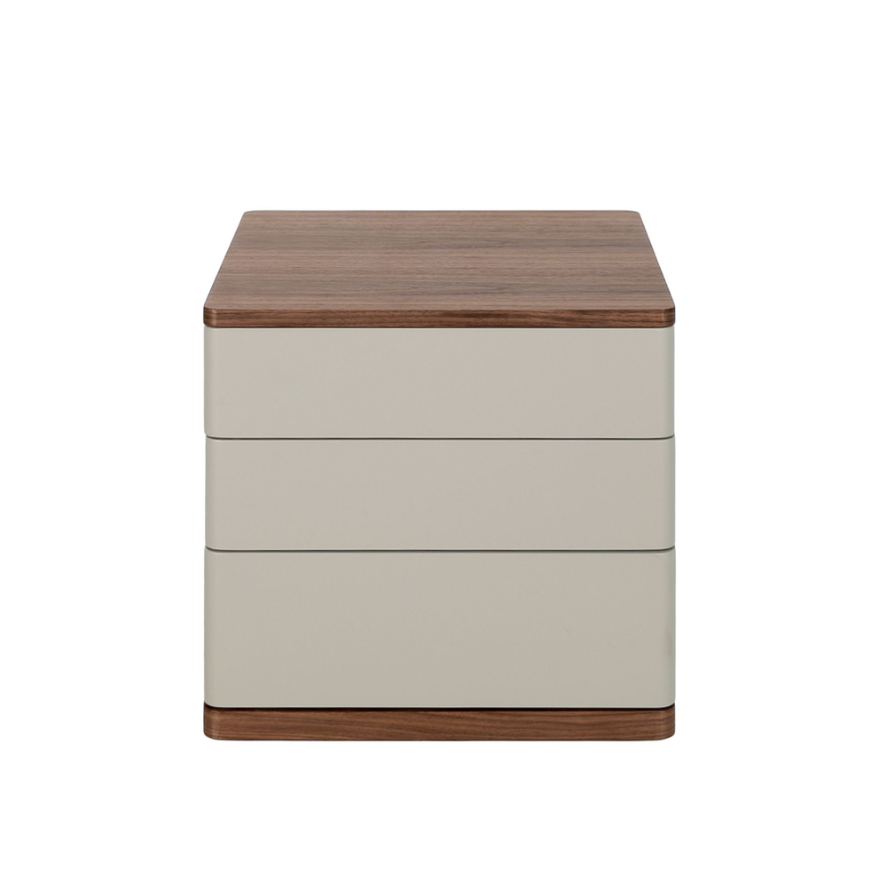 Прикроватная тумбочка 7166/MB2320NS из серого лака и шпона ореха