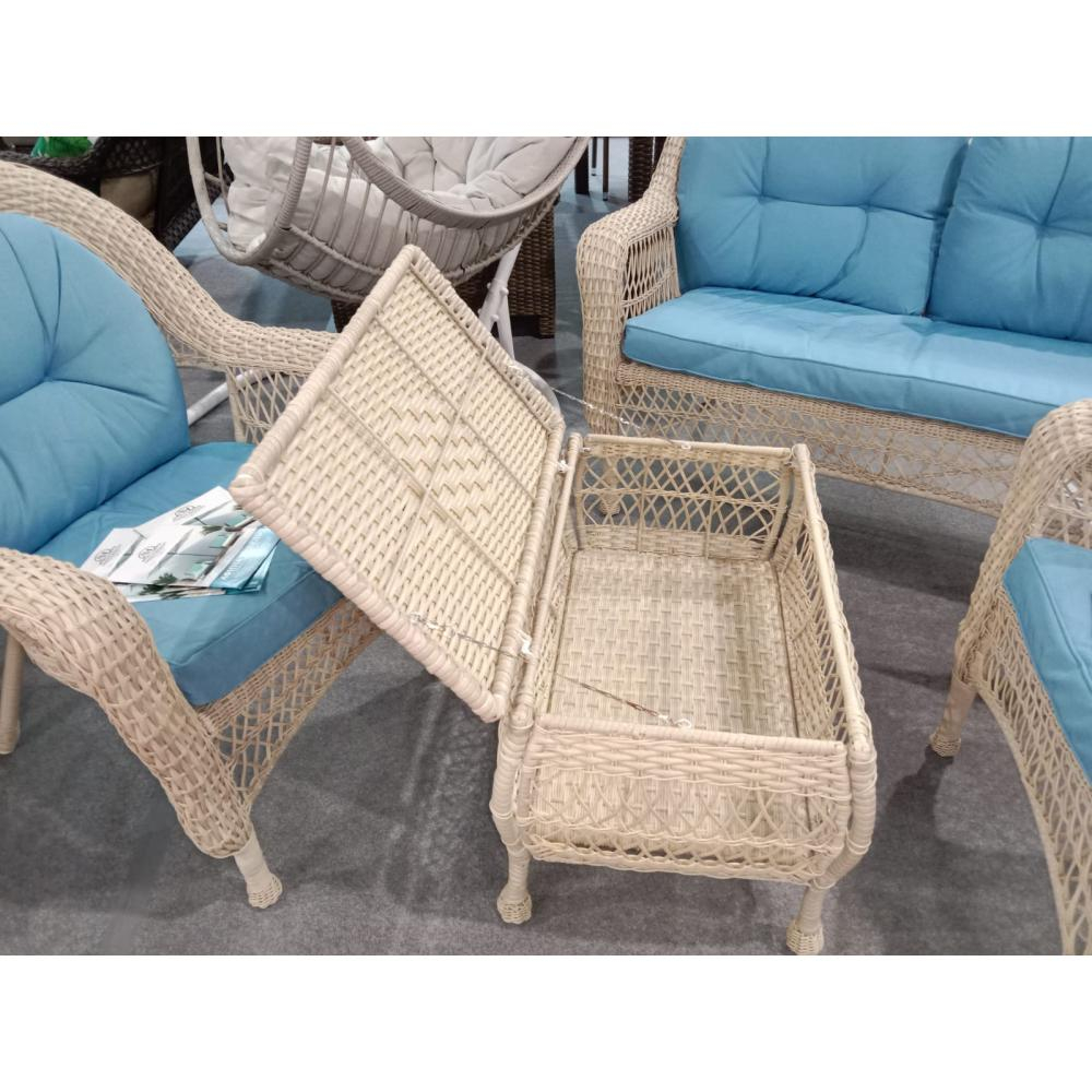 Плетеный комплект для отдыха из искусственного ротанга LV-520 White-Blue