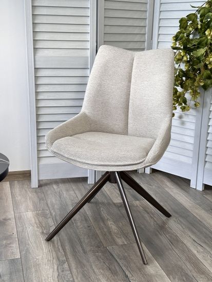 Стул OSKAR 360 град. поворот. KN01-05 Бежевый/ BZ1046-11 Бежевый/ Шоколадное золото каркас