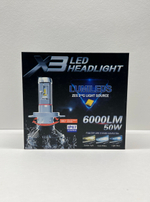 H7 / Автомобильные светодиодные лампы, H7, 50W, 6000 Lm, 12 вольт, с радиаторным охлаждением, X3 Led Headlight ZES, ИКС ТРИ, TG (2 шт. / комплект)