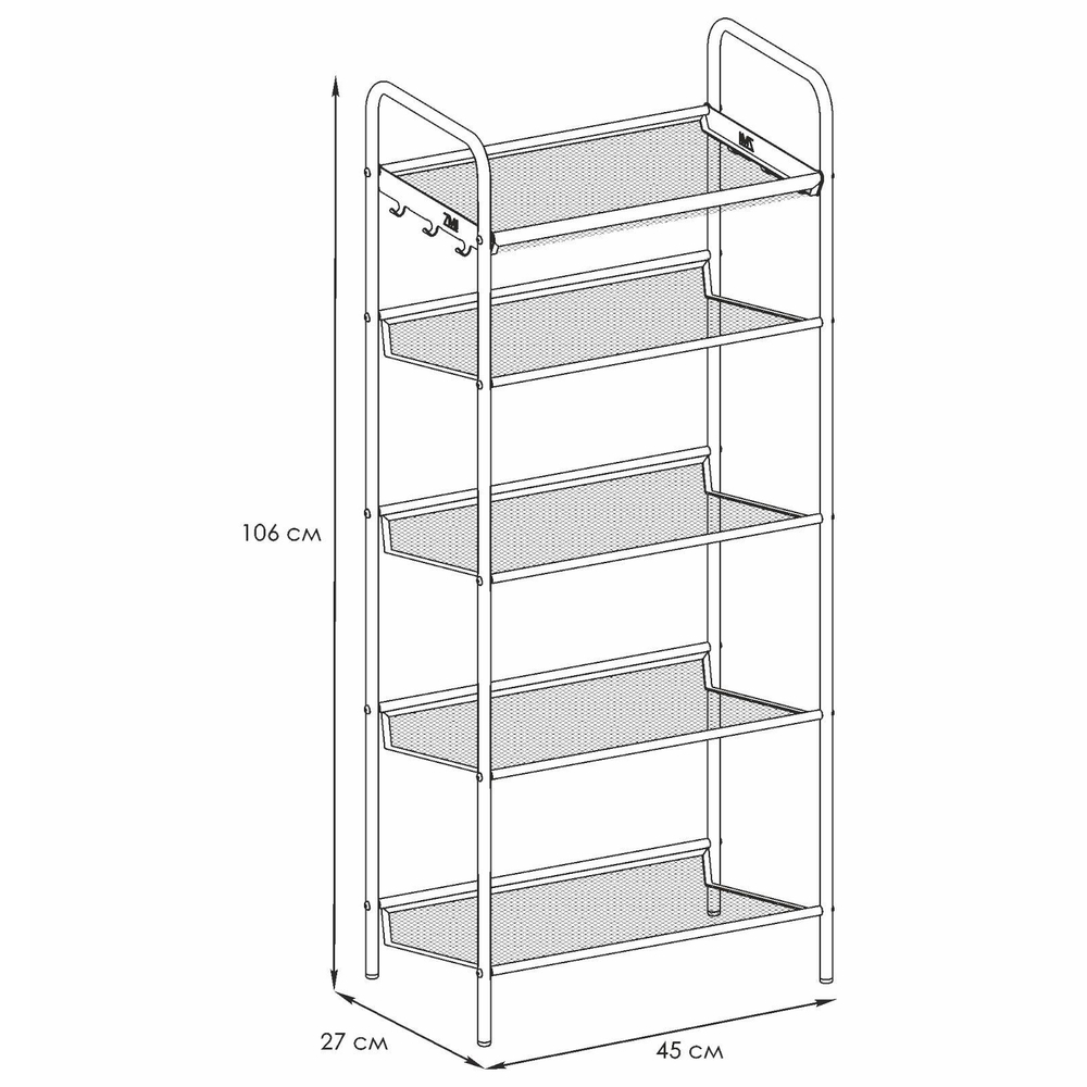 ПОДСТАВКА Д/ОБУВИ ЗМИ ЖЕНЕВА-15 БЕЛЫЙ 5-И ПОЛОЧНАЯ Ж15Б