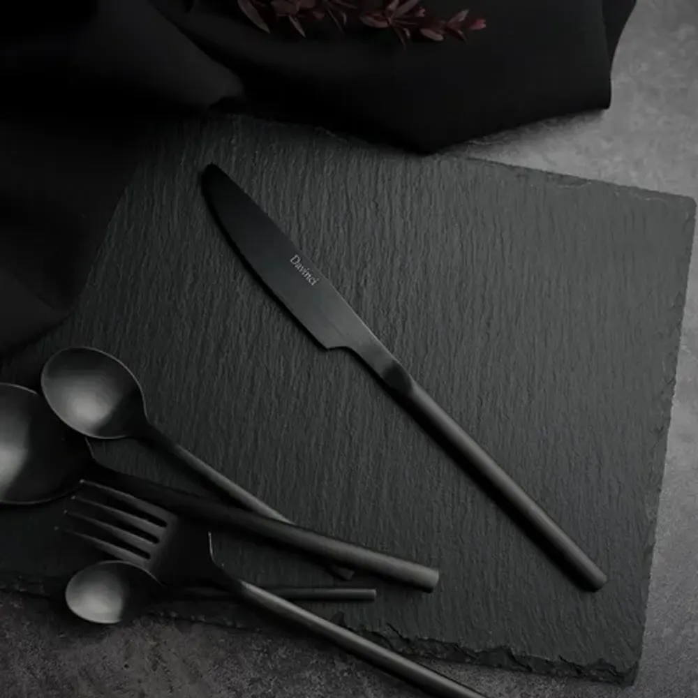 Нож столовый 22 см матовый черный цвет Black Sapporo PVD P.L. - Davinci [12]