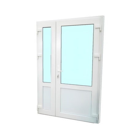 Дверь двухстворчатая штульп со стеклом входная