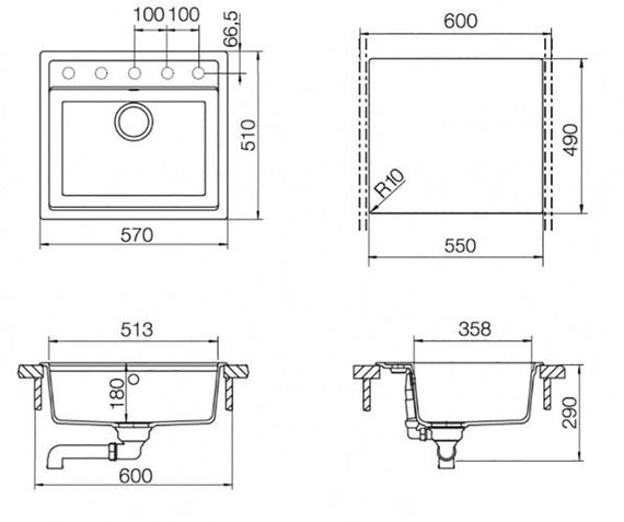 Мойка SCHOCK Vero 60 (N-100) Cristadur 570x510 поларис