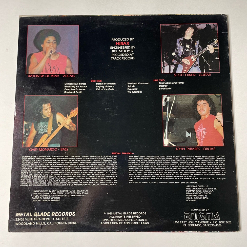 Винтажная виниловая пластинка LP Hirax Raging Violence (USA 1985)