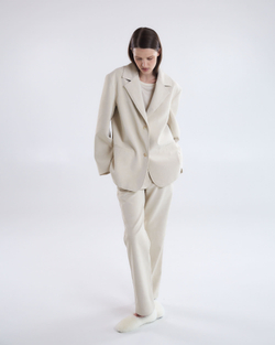 Жакет свободного кроя из искусственной замши молочный