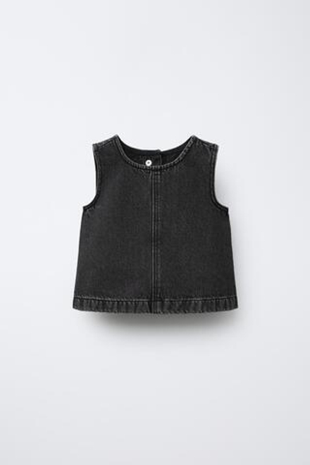 ZARA ТОП ИЗ ДЕНИМА, ЧЕРНЫЙ