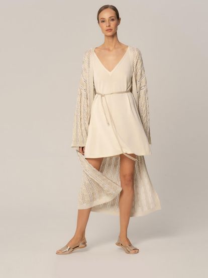 Женское платье белого цвета из шелка и вискозы - фото 3