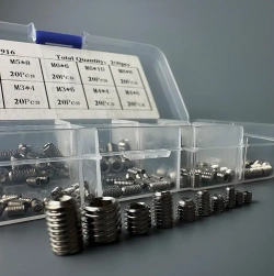 Набор гужонов M3 M4 M5 M6 M8 200 предметов в пластиковом кейсе. Винты без шляпки, винт без головки.