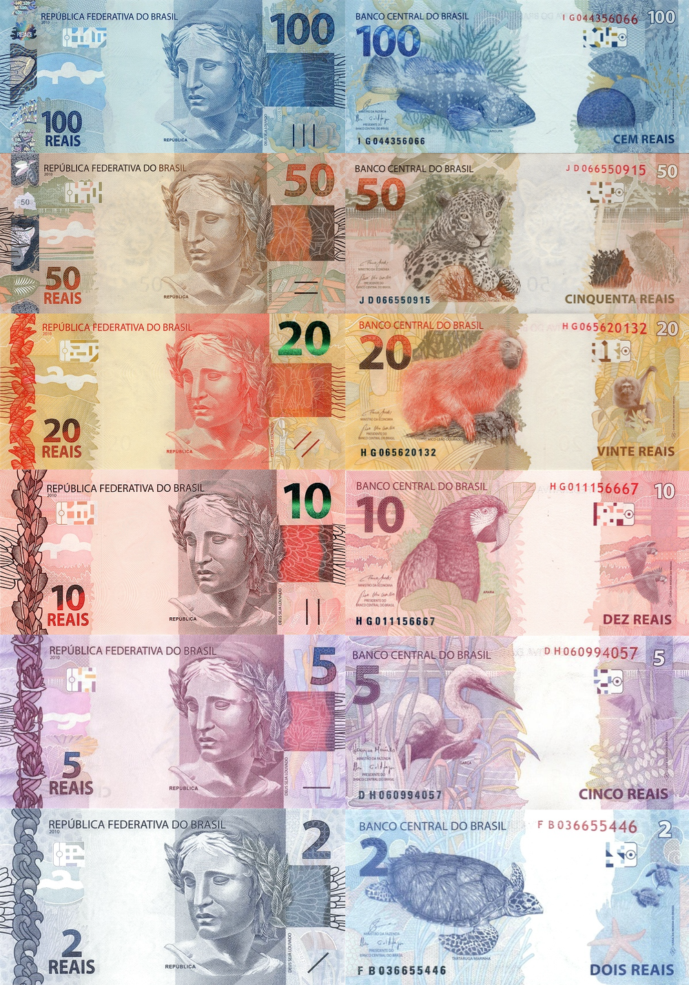 Бразилия 2010 Набор 6 банкнот UNC