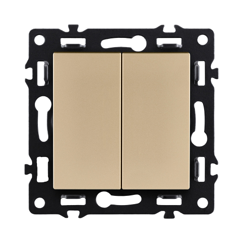 Выключатель 2-клавишный 10А/250В, золотой Kollinger Asthetik AS-004GD