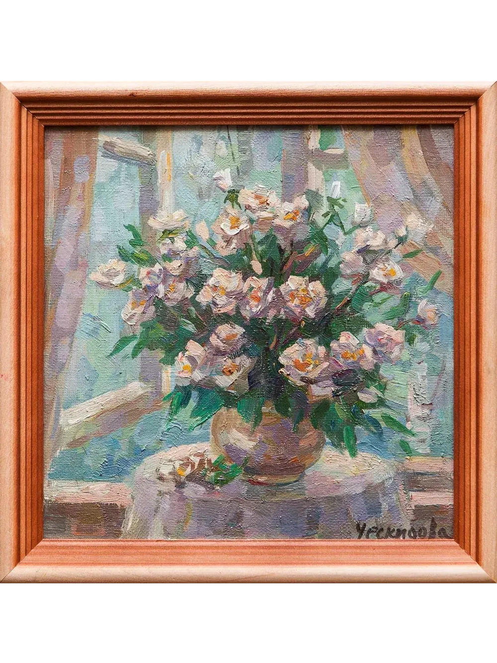 Картина маслом "Розы у окна" Ческидова