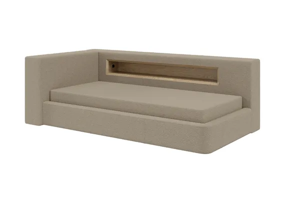 Диван-кровать Cube c нишей L (бежевый, букле)
