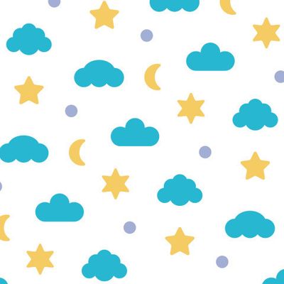 Buy baby fabric for bedding clouds stars white blue