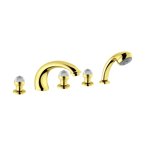 Смеситель на борт ванны на 5 отверстий Migliore  Axo Crystal 18506 золото