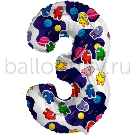 Шар ЦИФРА 3 Космонавтики 32" 81 см