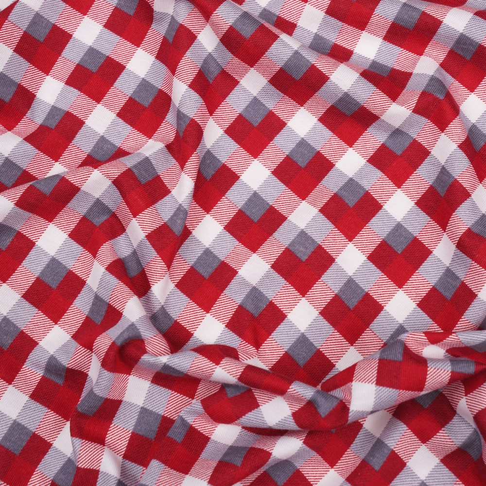 Кулирная гладь с рисунком, 100% хлопок, 180 гр/м2, серый/красный (20730)