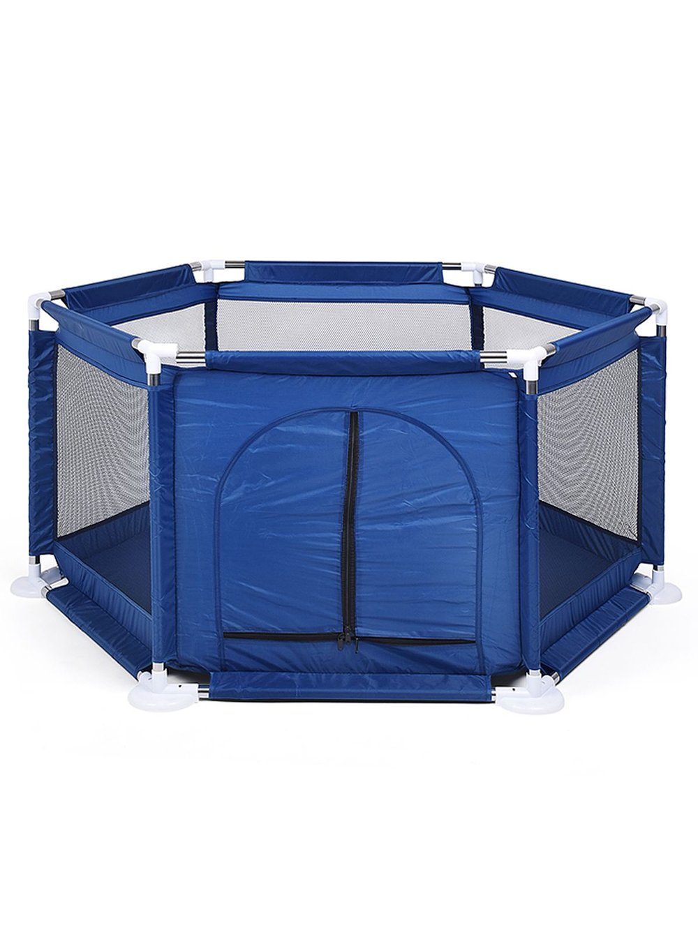 Манеж детский шестигранный (113*130*65см) цвет синий (М8-3)