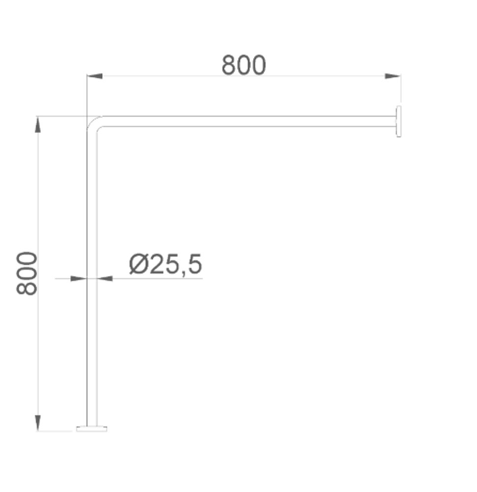 Штанга для душевой шторы угловая 800х800 мм нерж. сталь NOFER 09042.B глянцевый