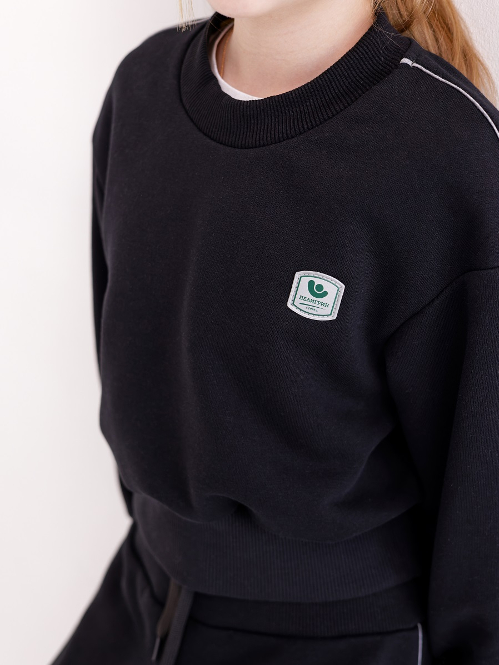 Худи для девочки, модель №6, рост 140 см, черный