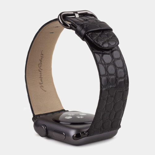 Ремешок для Apple Watch 40/41/42 mm из кожи аллигатора, черного цвета