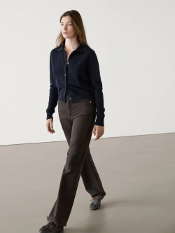 Massimo Dutti Укороченный кардиган из 100% шерсти, темно-синий