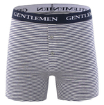 Хлопковые трусы-боксеры с тонкой полоской и брендированной резинкой (Размер: L) (Цвет: синий)