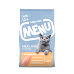 Сухой корм для взрослых стерилизованных кошек и котов с домашней птицей AlphaPet MENU