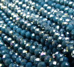 БН020ДС34 Хрустальные бусины "рондель", цвет: морская волна AB непрозр, 3х4 мм, кол-во: 95-100 шт.