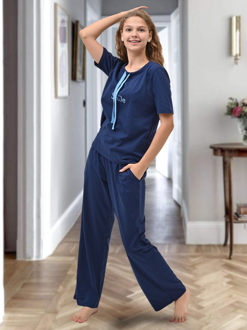 Брючная пижама Smile с завязками цвет синий