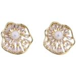 Серьги из гиппоалергенного металла со стразами «ПАЛУМНА», ракушка, цвет золото и серебро, 1,3-dсм