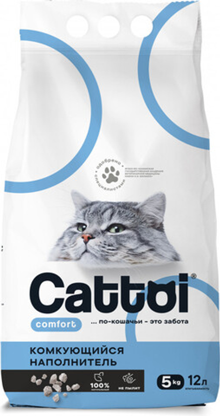 Наполнитель минеральный комкующийся Cattoi Comfort 5кг.