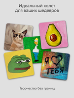 Холст на магните для росписи и рисования, размер: 7х7 см, квадрат со скругленный угол, набор 25 штук