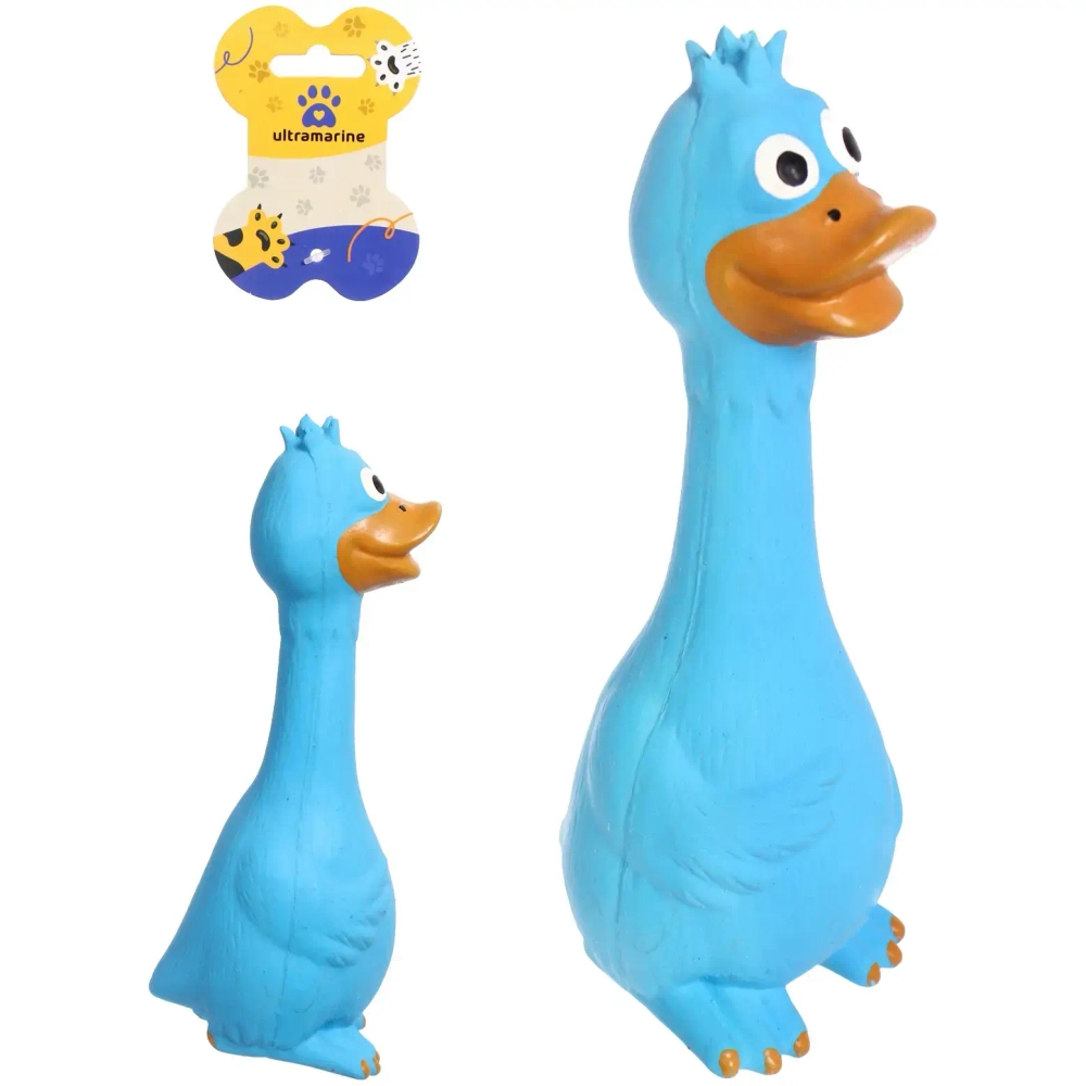 Игрушка резиновая для собак с пищалкой «МОЙ БРО», глазастая утка, цвет синий, 20*8,5*6см (лейбл)