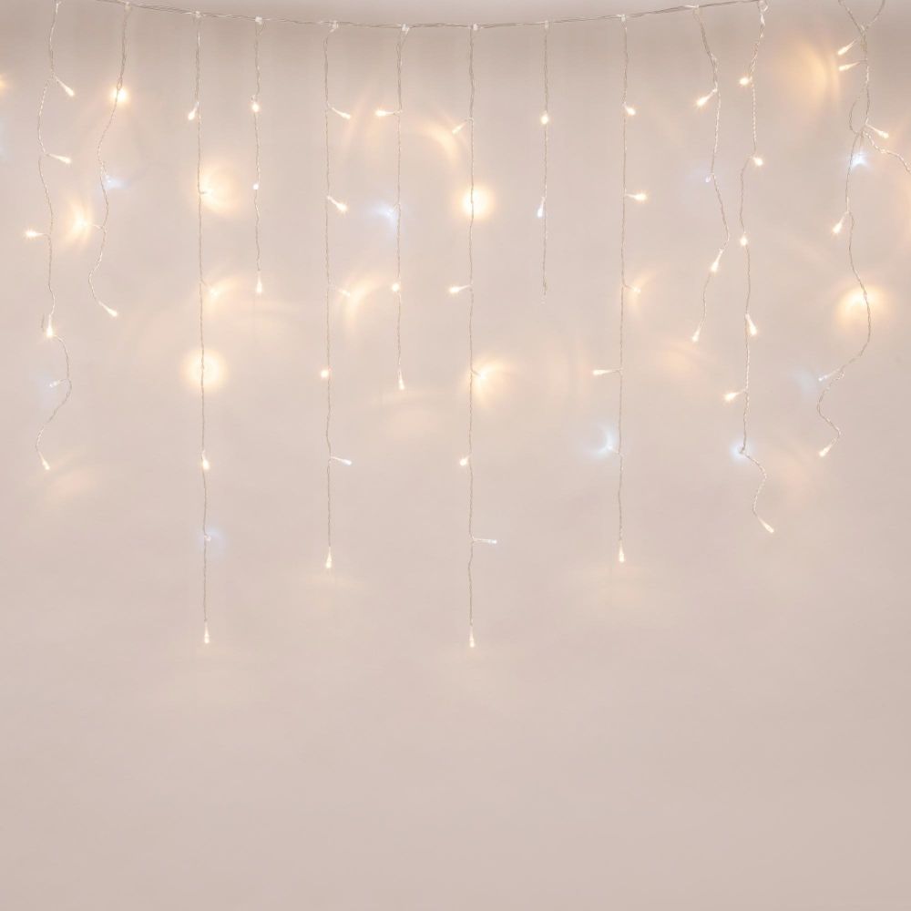 ULD-B25006-440-TTK WARMWHITE-WHITE IP44 Бахрома светодиодная с эффектом мерцания. 25м. Соединяемая. 440 светодиодов. Теплый белый и белый свет. Провод прозрачный. ТМ Uniel