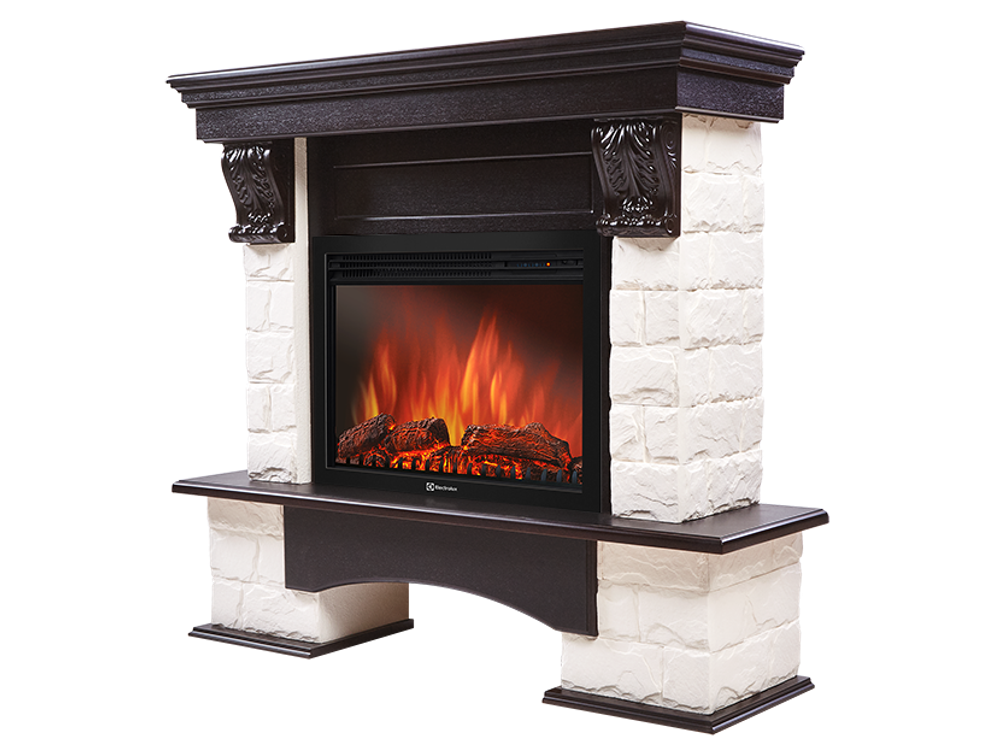 Портал Firelight Forte 25S камень белый, шпон венге