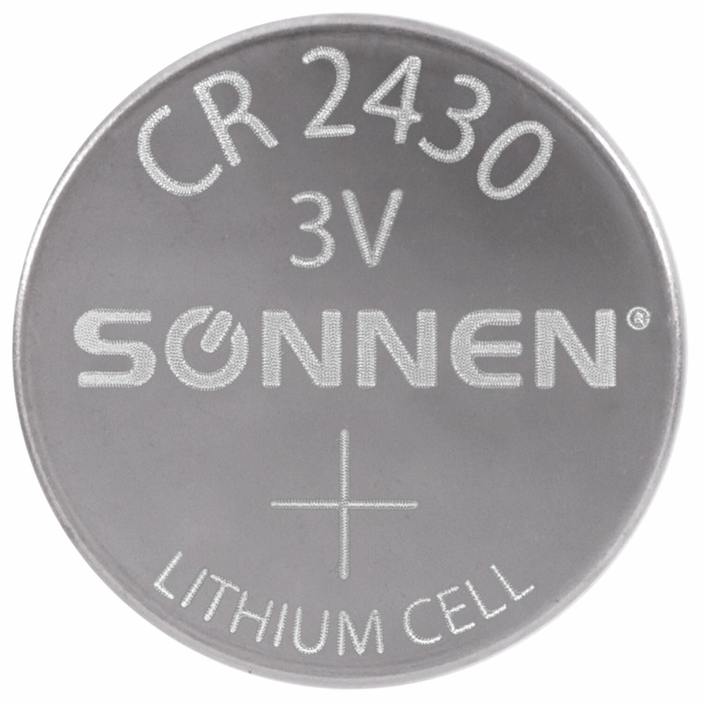 батарейка литиевая CR2430 1 шт. "таблетка дисковая кнопочная" SONNEN Lithium в блистере (20 штук в упаковке)