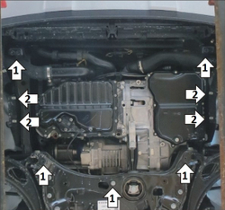 Защита картера Двигателя, КПП, 2 мм, Сталь. для Volkswagen Teramont 2018-2024 MOTODOR.72703