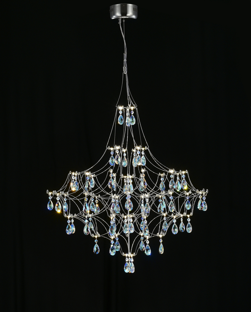 Подвесная люстра светодиодная с пультом и хрустальными подвесками K9 MyFar Allegria MR2641-66P-50СD