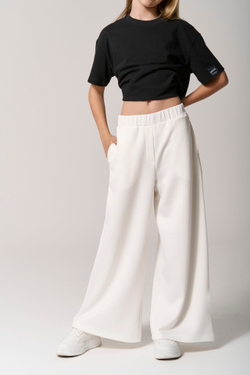 Брюки трикотажные wide leg белые
